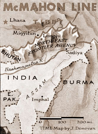 Disputed Border Between Chinese Occupied Tibet and India
