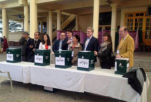 Mr Norman Baker, English MP (far right) in Dharamasala, India